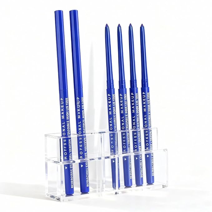 Retractable Creamy Eyeliner Eyeshadow Sticks for Eye Makeup, Ultra Pigmented Mechanical Eye Pencils, Smudge Proof Matte Satin Finish Formula, Longlasting, Vegan & Cruelty-Free (6 Pcs-Sky Blue-06)