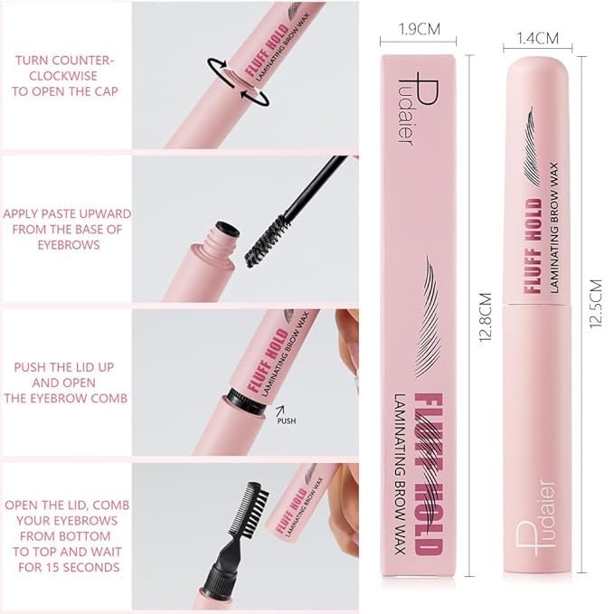 Clear Eyebrow Gel Eyebrow Fixer with Brow Comb, Long Lasting 3D Brow Wax Eyebrow Shaping Makeup, 1 Piece
