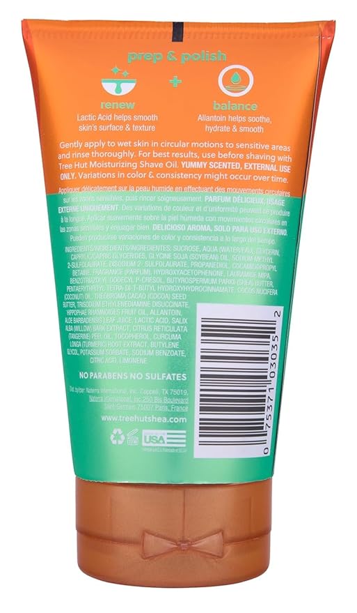 Tree Hut Tangerine Shave Prep Polish, Gently Soothe & Prep Skin, Exfoliating Shave Essential, 7 fl oz.
