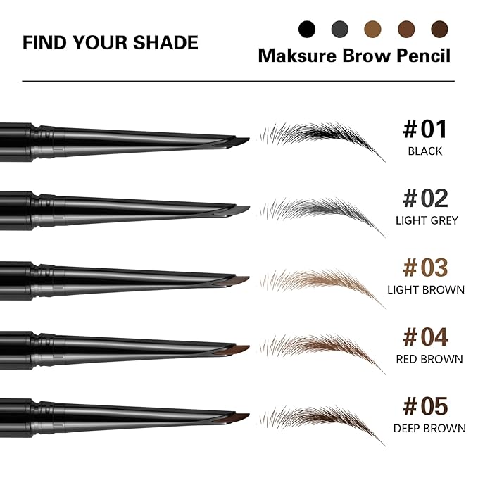 Microblading Eyebrow Pencil,Eyebrow Retractable Definer Pencil,Angled Precision Tip,0.1MM Ultra Slim Eyebrow Makeup,Long-Lasting Waterproof,Smudgeproof (02 LIGHT GREY, 1 Pack)