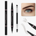 Eyebrow Pencil,2-in-1 Waterproof Eyebrow Pen with 4 Tip Brow Pen and Ultra-Precise Brow Pencil,with Dual-ended Eyebrow Brush, Eyebrow Makeup for Natural Looking Eyebrows - Dark Coffee