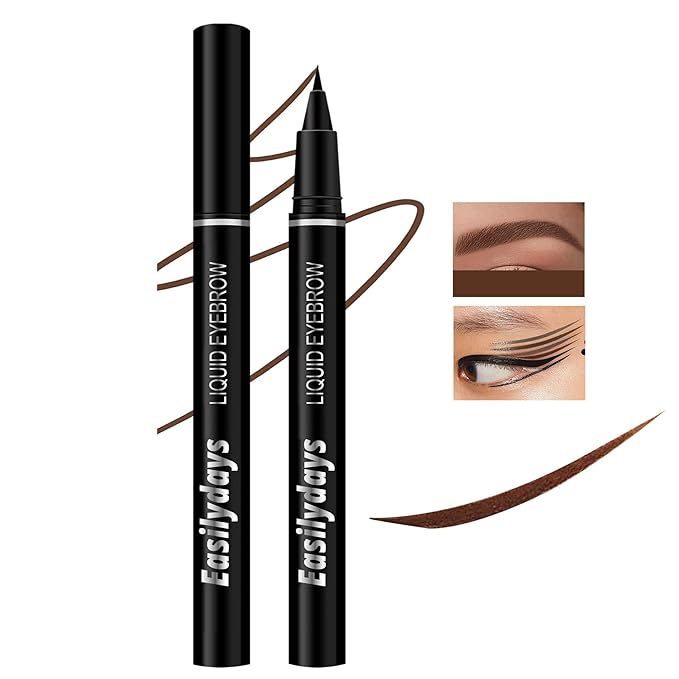 Ultra-Fine Liquid Eyeliner & Eyebrow Pencil, 2 In 1high-Pigmented Multifunctional Wild Water Eyebrow Pencil, Felt-Tip Quick Drying Waterproof Eye Liner Pen Women Perfect Eye Makeup (04)