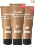 Beef Tallow Sunscreen, Sunscreen for Face, Natural Reef Safe Sunblock for Face Body, Non Greasy Clean Travel Sun Screen Sunblock for Sunmmer Outdoor Travel, 3 Packs