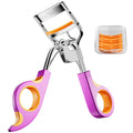 Eye Lash Curler with 6 Extra Replacement Pads, Whalrce Great Curling Effect Premium Lash Curler, Comfortable to Grip -Orange Purple Silver