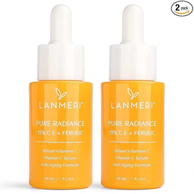Lanmeri Ceuticals 15% Vitamin C + E + Ferulic Serum: Advanced Antioxidant Defense Formula with 1% Vitamin E & 0.5% Ferulic Acid – High-Stability Vitamin C Serum (1 Fl Oz (Pack of 2), Vitamin C)