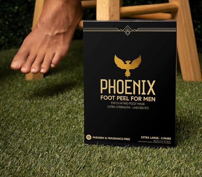 (Pack of 2) Phoenix Foot Peel for Men - Extra Large - Extra Strength - Exfoliating Dry Feet Treatment - Callus Remover - Unscented - Paraben and Fragrance Free