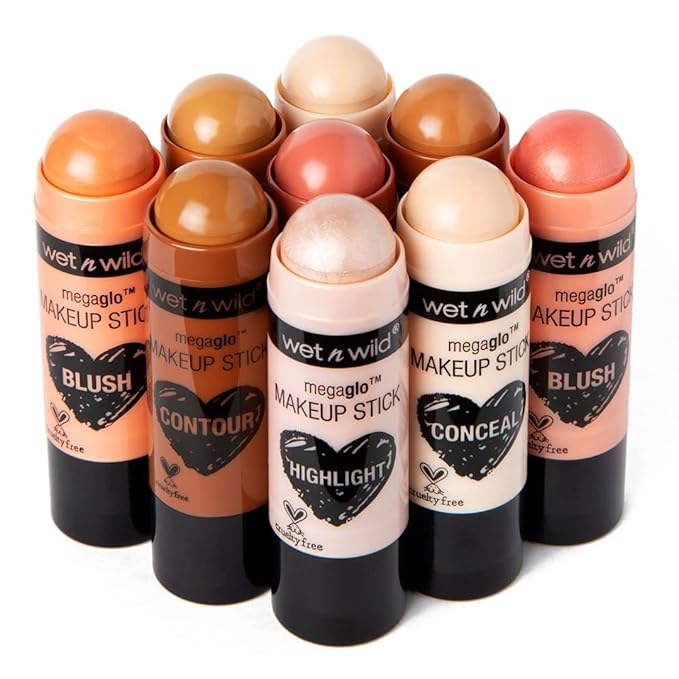 wet n wild MegaGlo Makeup Stick, Buildable Color, Versatile Use, Cruelty-Free & Vegan - When the Nude Strikes (Pack of 3)