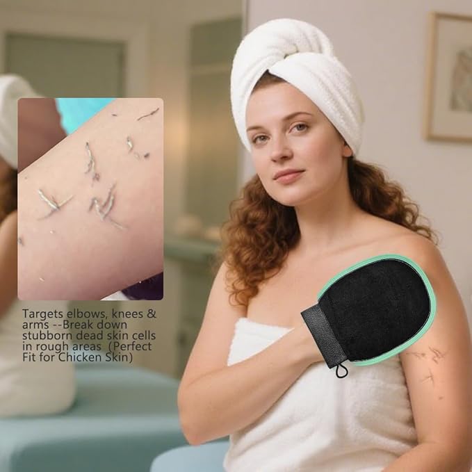Exfoliating Glove for Body Shower Scrubber Exfoliator Dead Skin Remover Korean Kessa Glove Reusable,Natural Purple(1 Pack)