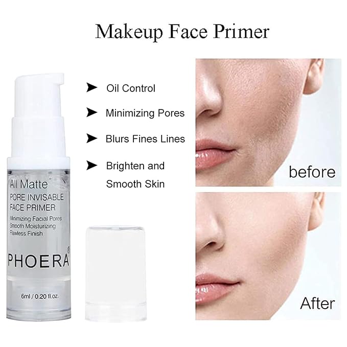 Hilareco PHOERA Foundation, CC Cream Foundation Color Correcting Anti Aging Hydrating Serum & SPF 25+, Primer, Makeup Foundation, Makeup Brushes (102 Nude + 100 Porcelain)