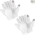 Sibba 2 Pairs Touch Screen Moisturizing Gloves White Cotton Moisturizing Gloves Overnight Bedtime Heal Eczema Sleeping Lotion Hand Spa Treatment Gloves Repair Rough Cracked Dry Chapped Hands Skin