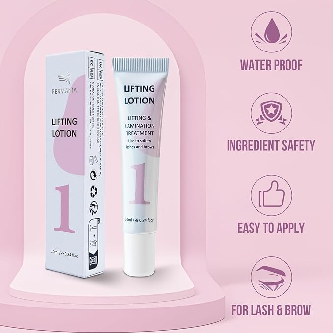 PERMANIA Lifting Lotion, 10 ml Tube Design Salon Grade for Lash Lift and Brow Lamination Beauty Treatments (only lifting lotion)