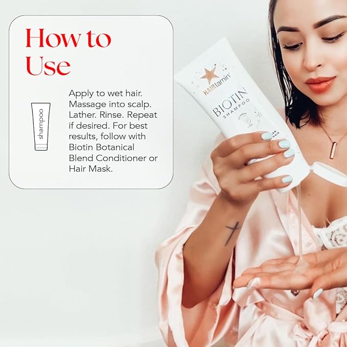 HAIRtamin Biotin Shampoo - Helps to Support Stronger, Longer, Thicker-Looking Hair with Sulfate-Free, Hydrating, Vitamin Rich Formula Shampoo, Made With Vitamin B5, Cucumber Extract, Aloe Vera