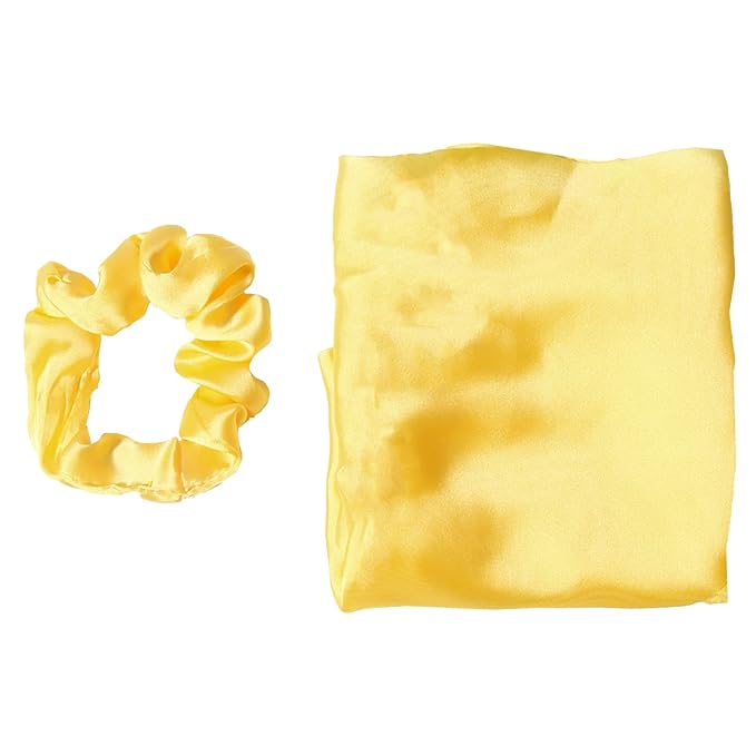 Pack of 2 Knotted Bow Hair Scrunchies Elastic Hair Scarf Hair Ties Bands Satin Hair Ribbon Scrunchy Ponytail Holder for Women and Girls, Hair Scarf Scrunchies,Hair Accessories(Yellow)