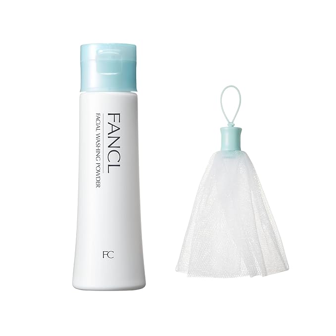FANCL Facial Cleansing Powder & Foaming Net Set – Japanese Powder-to-Foam Cleanser with Agar & Rice Starch, Creates Rich Lather, Preservative-Free, Gentle Pore-Cleansing Starter Kit