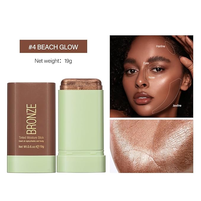 FYEBOO Multi-Use Makeup Blush Stick, Cream Blush Stick, Tinted Solid Moisturizer Stick for Cheek & Eyes & Lips, Waterproof Natural Nude Makeup, Suitable for All Skin (4#Beach Glow)