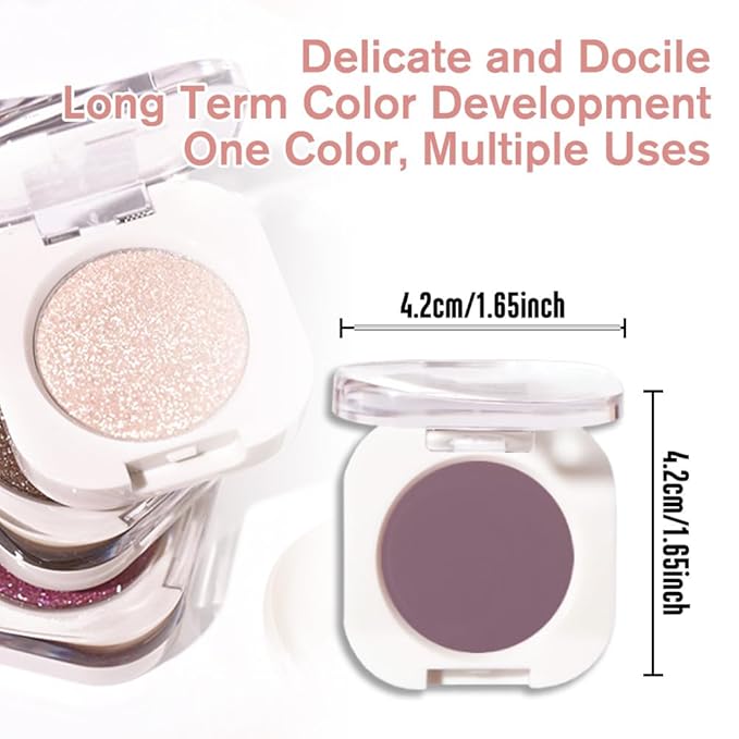 WanTuoluo Plum Matte Eyeshadow Palette for Women, Single Monochrome Eye Shadow Makeup, Shiny Pressed Powder, Blendable Natural sombras para ojos, Holographic,Vegan,Travel -30