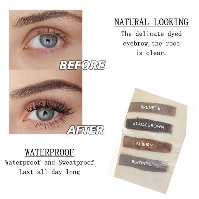 Waterproof Eyebrow Gel for Long Lasting, Highly Tinted Liquid Eye Brow Makeup, Sweatproof, Natural (Black Brown 2 pcs)