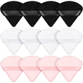 Maitys 12 Pcs Powder Puff Triangle for Face Makeup Cosmetic Loose Powder Puff Velour Soft Body Washable Reusable Foundation Sponge Wet Dry Makeup Tool for Women(Small,Black, White, Pink)
