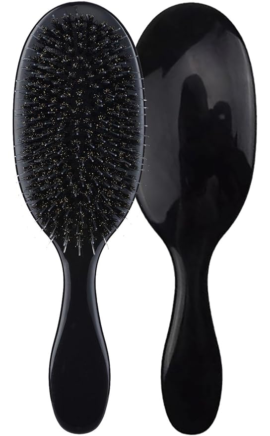 Boar Bristle Detangling Paddle Hair Brush for Curly Fine Wavy Hair, Anti-frizz Painless Detangler Brush Boar Nylon Mixed Bristle Styling Hairbrush for Women Men, Less Pulling and Hair Breakage