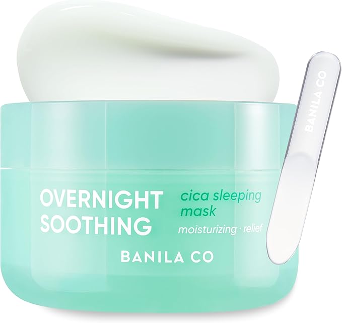BANILA CO Overnight Soothing Cica Sleeping Mask | Centella Asiatica Water for Calming Skin | Panthenol for Intense Hydration | Korean Facial Skincare Non-Comedogenic (100ml / 3.38 fl oz)
