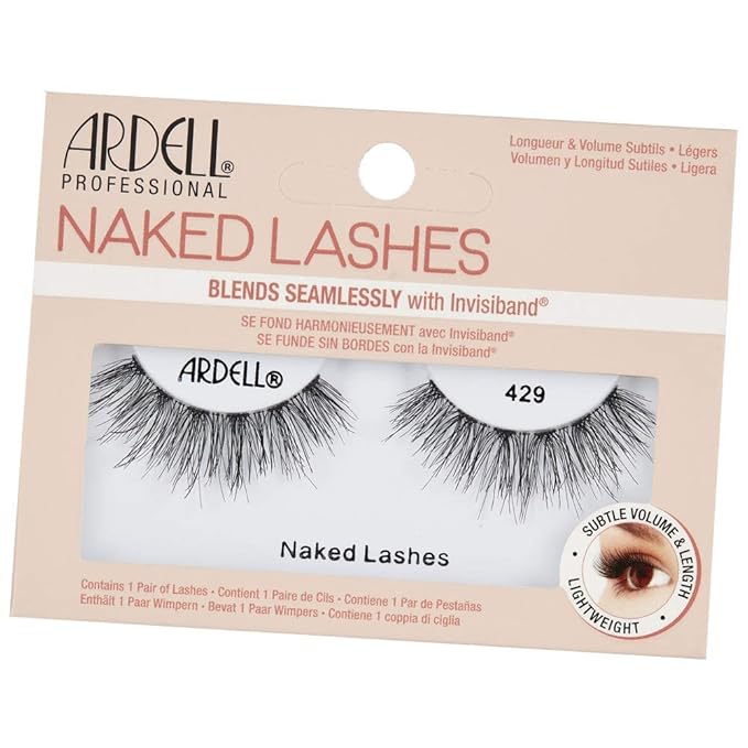 Ardell Naked Lashes 429 with Invisiband - Natural False Eyelashes, Subtle Volume Strip for Everyday Wear, 4 Pairs