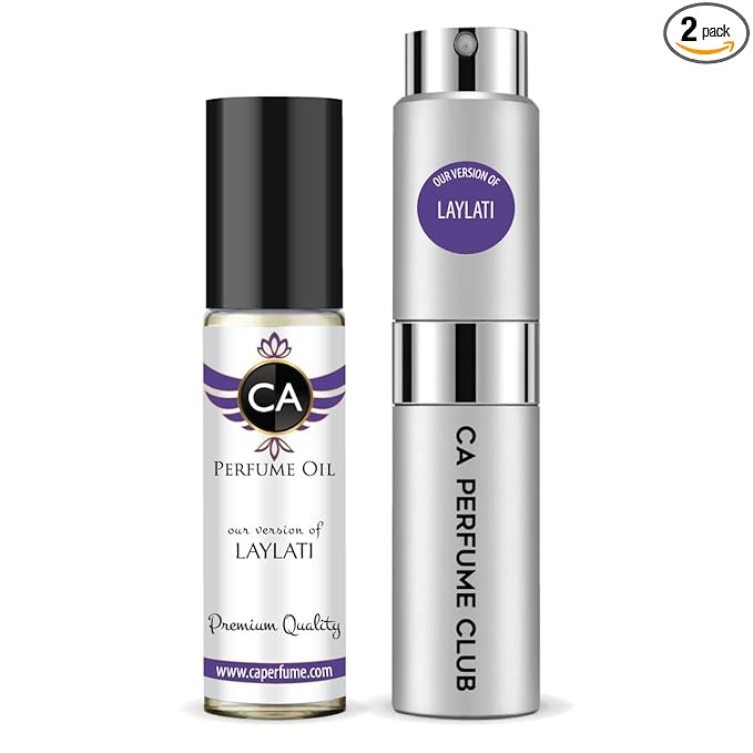 CA Perfume Duo Impression of Laylati For Women And Men Perfume Layering Set Long Lasting Travel Size EDP + Body Oil Roll-On Bottle 0.27 Fl Oz+0.33 Fl Oz