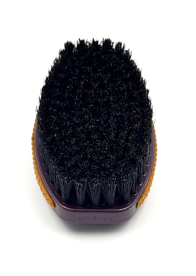 New PLUM SOFT 360 Wave Caesar 2.0 Boar Bristle Hairbrush - Non-Slip Grip, Indestructible Body, Waterproof, Debossed Logo - The Ultimate Curved 360 Wave Brush by Crown Quality Products