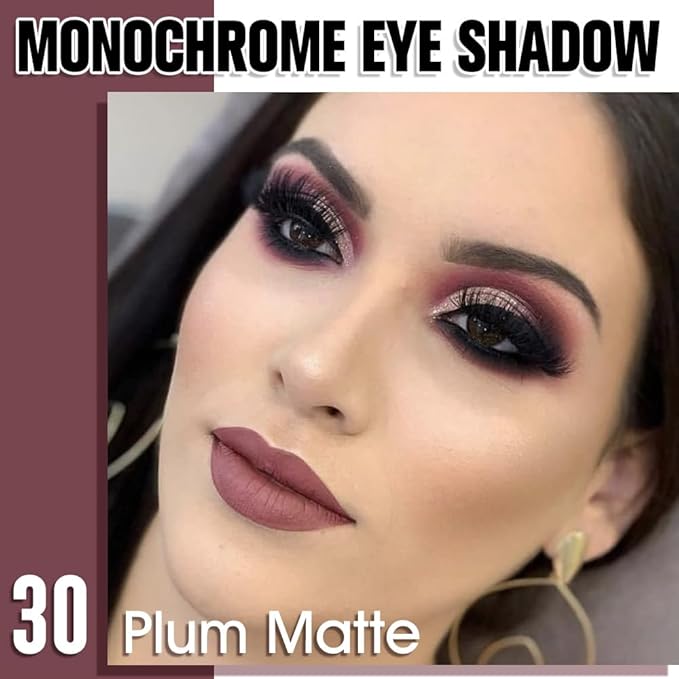 WanTuoluo Plum Matte Eyeshadow Palette for Women, Single Monochrome Eye Shadow Makeup, Shiny Pressed Powder, Blendable Natural sombras para ojos, Holographic,Vegan,Travel -30