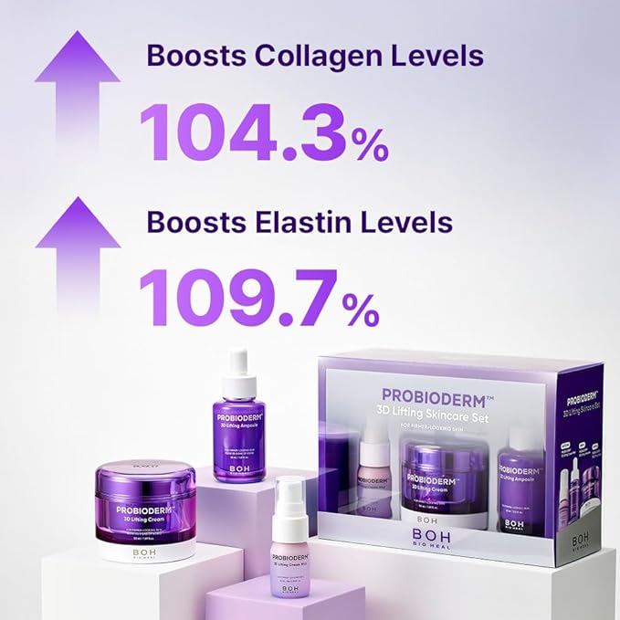 BIOHEAL BOH Probioderm 3D Lifting Skincare Set | Cardi B's Korean Night Cream, Serum & Face Mist for Lifting & Firming | Perfect Anti-Aging Routine for Dry, Dull, Saggy Skin | Mother’s Day Gift