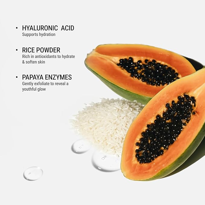 JUNO & Co. JADE Clarifying Cleansing Powder, Refillable Enzyme Face Cleanser, Gentle Exfoliating Powder-to-Foam Cleanser with Rice & Papaya Enzymes, For Smooth Hydrated Skin, 35g