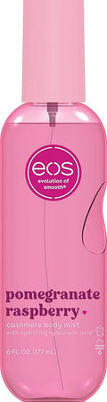eos Cashmere Body Mist, Pomegranate Raspberry, Body Spray for Women, Hair Mist, Fruity, Moisturizing, Hyaluronic Acid, Glycerin, Vegan, Cruelty-free, 6 fl oz