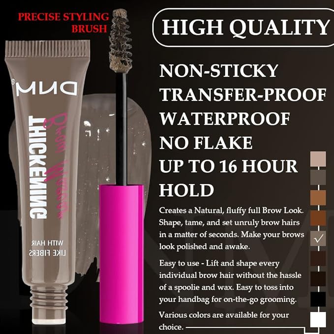 Tinted Thickening Brow Gel Dark Brown Mascara,Tinted Eyebrow Gel, Waterproof, Transfer-proof, Brush to Fill in Eyebrows and Cover Gray Hairs - Cruelty Free (2pcs 05 Cool Ash Brown)
