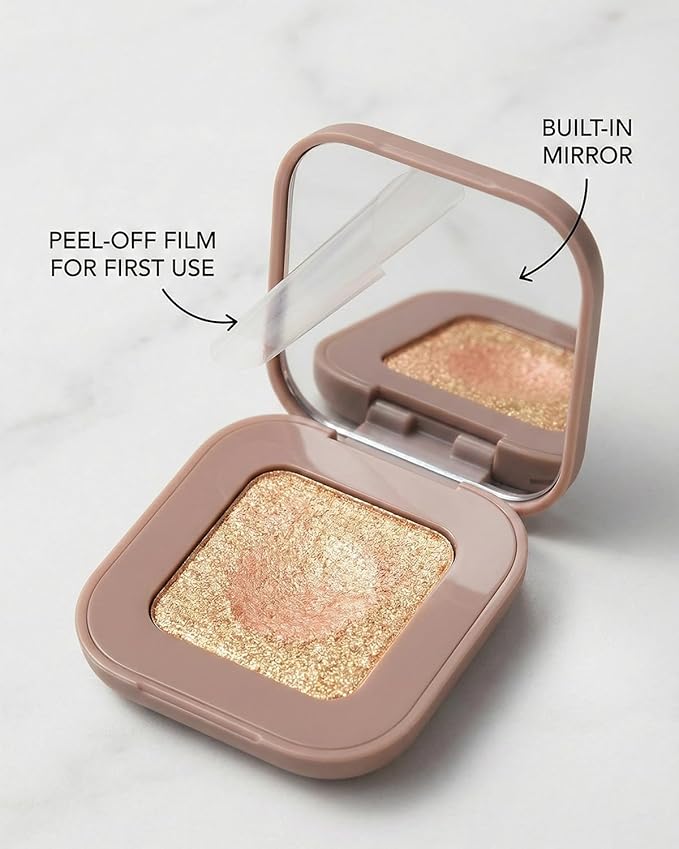 Duochrome Glitter Eyeshadow, Ultra-Fine Color Shifting Metallic Shimmer, High Pigment Holographic Single Eye Makeup, Long Lasting & Buildable Eye Shadow (#8 Amber Gold Shimmer)