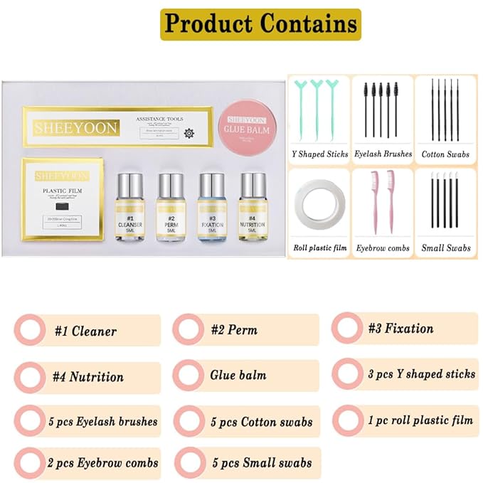 SHEEYOON Brow Lamination Kit, Professional With Keratin, Lift and Shaping for 3D Natural Fuller Thicker Wild Eyebrows, Long Lasting Results for 6 Weeks (26 Piece Set)