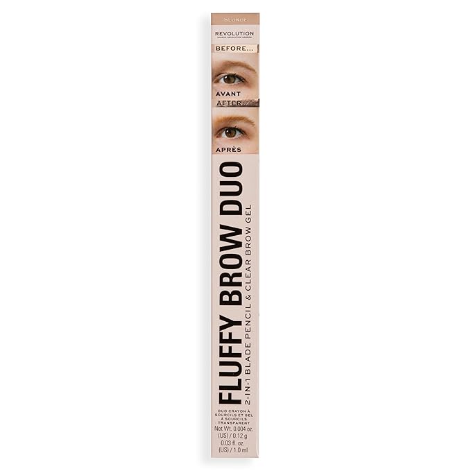 Revolution, Fluffy Brow Filter Duo, 2-in-1 Eyebrow Pencil & Gel, Enhances & Shapes Brows, Vegan & Cruelty Free, Blonde, 1 piece (Pack of 2)