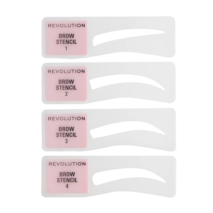 Revolution, Brow Powder Stamp & Stencil Kit, Brow Shaping Tool, Ash Brown, Includes Brow Stencils
