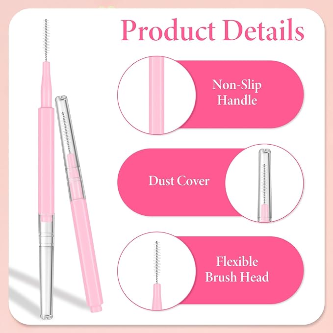 100 Pcs Micro Eyebrow Brush with Cap, Disposable Eyelash Brushes Brow Lamination Brush, Brow Lamination Supplies, Multi Function Micro Brushes, Suitable for Eyelash and Eyebrow Extension Tools