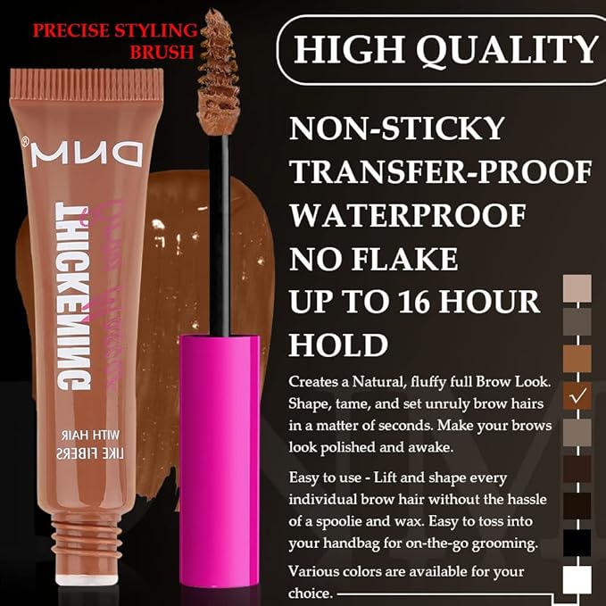 Tinted Thickening Brow Mascara,Tinted Eyebrow Gel,Waterproof, Transfer-proof, Brush to Fill in Eyebrows and Cover Gray Hairs - Cruelty Free (2pcs 04 Rich Auburn)