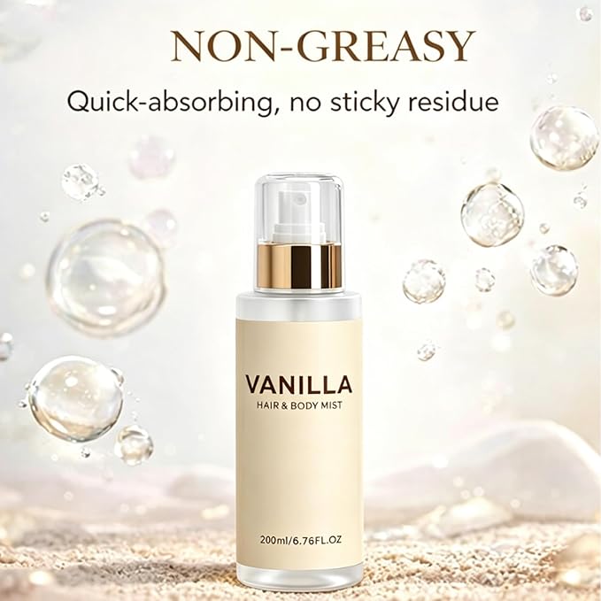 Vanilla Beach Hair & Body Mist,Vanilla Beach Body Perfume Spray For Women,Vanilla & Coconut Long-Lasting Hydrating Body Fragrance Spray (2PCS)