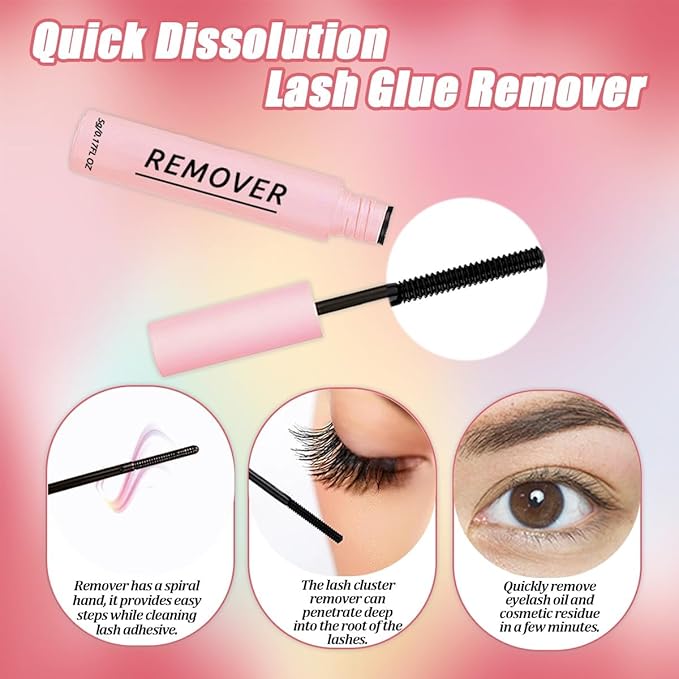 DNSGOOR DIY Lash Extension Kit 684Pcs D Curl 10-18mm Lashes Clusters with Lash Shampoo Lash Bond and Seal Glue Remover Cleansing Brush Headband Wristband Tweezers Eyelash Brush Applicator