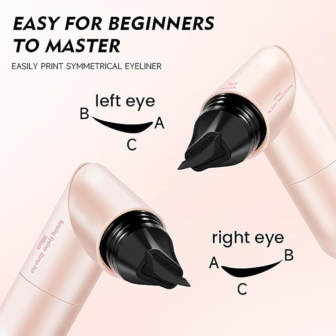2 PCS Dual-Ended Eyeliner Stamp, Foldable Winged Liner Stamp, Easy to Apply Cat Eye Stamp with L/R Markings, Smudge-Resistant, Beginner-Friendly Winged Eyeliner (Black & Brown)