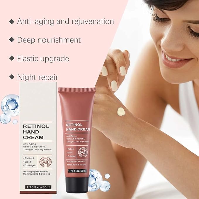 Retinol Hand Cream Anti Aging, Enriched With Collagen, It is Specially Formulated for Aging, Dry, And Chapped Hands (100G Anti Aging Hand Cream, Nourishing and Protecting Skin, Nails, And Cuticles)