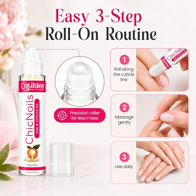 Cuticle Oil Roll-On for Nails & Cuticles – Nourishing & Hydrating Formula with Vitamin E | Easy-to-Apply, Non-Greasy, Travel-Friendly Roll-On Bottle – 0.33 Fl Oz