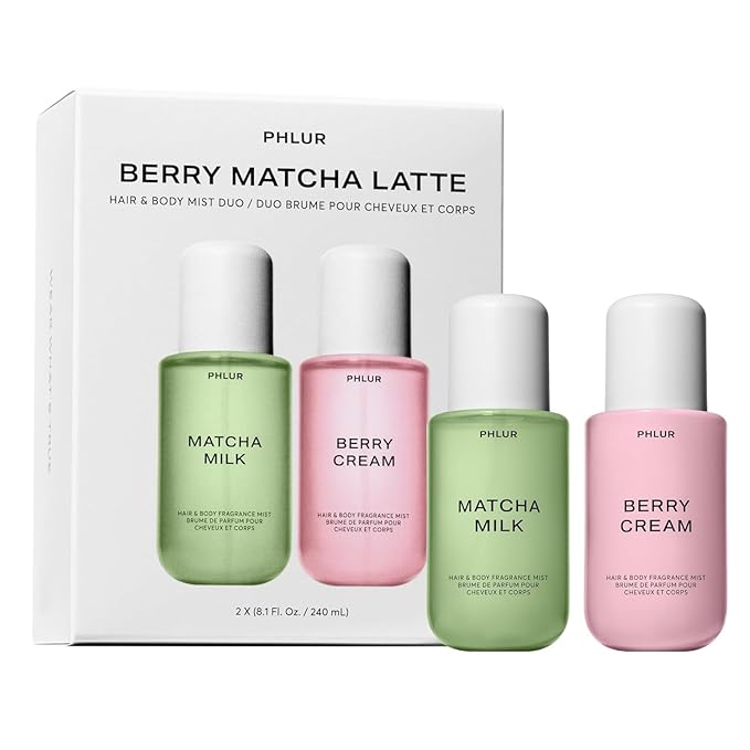 PHLUR Berry Matcha Latte Body Mist Set, 8 Fl Oz Each ($78 Value) - Hair and Body Perfume for Women
