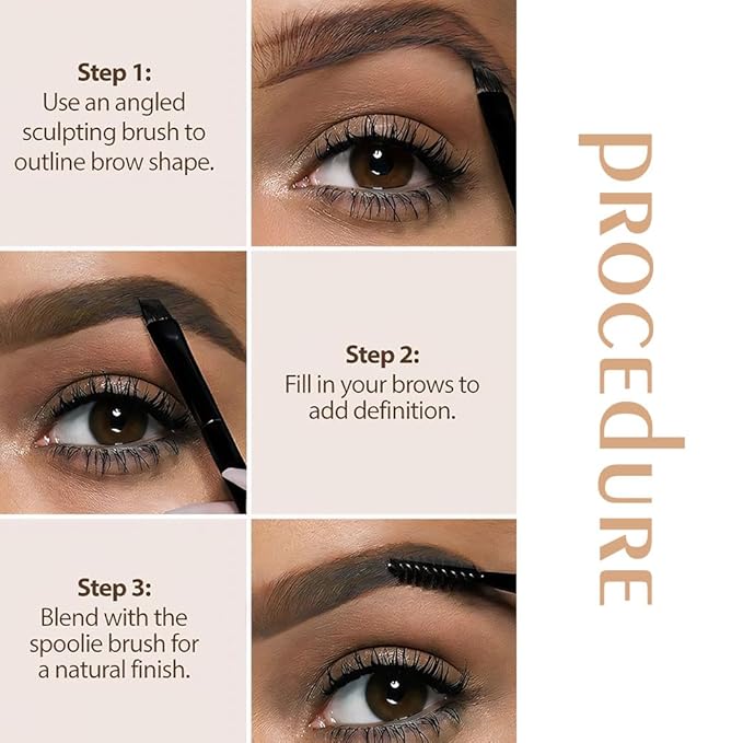 Eyebrow Powder Medium Brown Kit,Eye Brow Powder for Women with Double-ended Eyebrow Brush,Long-Lasting Waterproof Two Colors Brow Filler Get Full Defined Natural Brows,Brown Eyebrow Powder Makeup