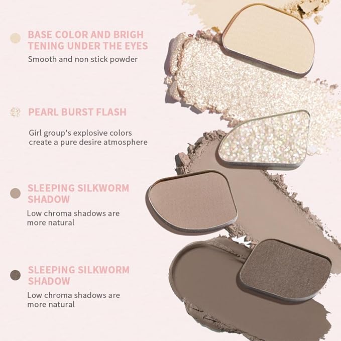 Matte Eyeshadow Palette, 4 Color High Pigment Blendable Eye Shadow Makeup For Older Women, Shimmer Eyeshadow Palette Makeup (01#, Pack of 1)