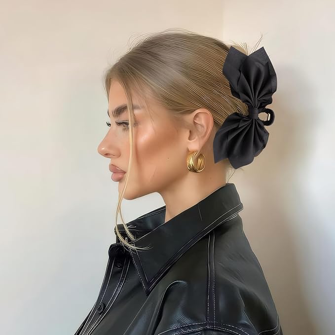 Bow Claw Clips Bow Hair Clips Black 1PCS Big Hair Bows for Women Butterfly Styling Large Hair Clips for Thick Hair for Girls Hair Accessories for Teens