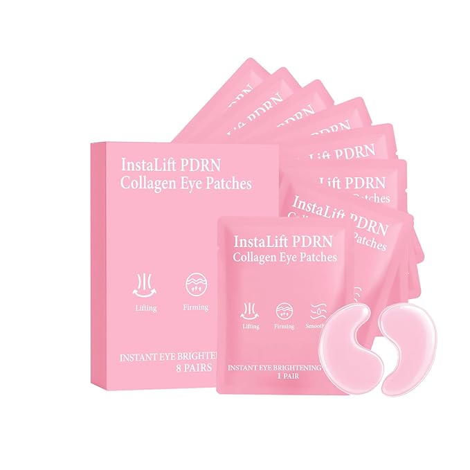 Instalift PDRN & Collagen Eye Patches,Under Eye Patches with Hyaluronic Acid & Collagen, Deeply Hydrating Patches for Puffy Eyes and Dark Circles(8 Pairs Each)(1 PCS)