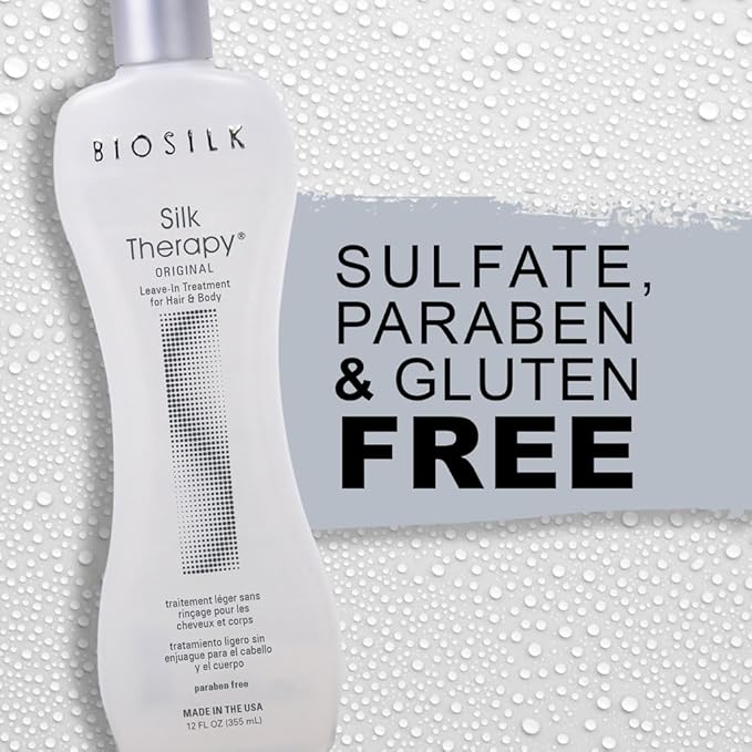 BioSilk Silk Therapy Original, Reconstructing Leave-In Hair Treatment, Adds Shine, Smooths & Prevents Split Ends, Sulfate-Free, Paraben-Free, Cruelty-Free, 12 Oz