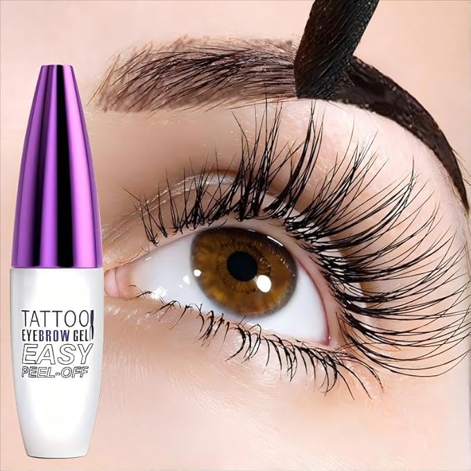 2 Pack Tattoo Eyebrow Gel Easy Peel Off, Waterproof & Sweatproof Eyebrow Tint Peel Off, Easy Peel-Off Eyebrow Gel, Suitable For All Skin Types (Grey Brown)